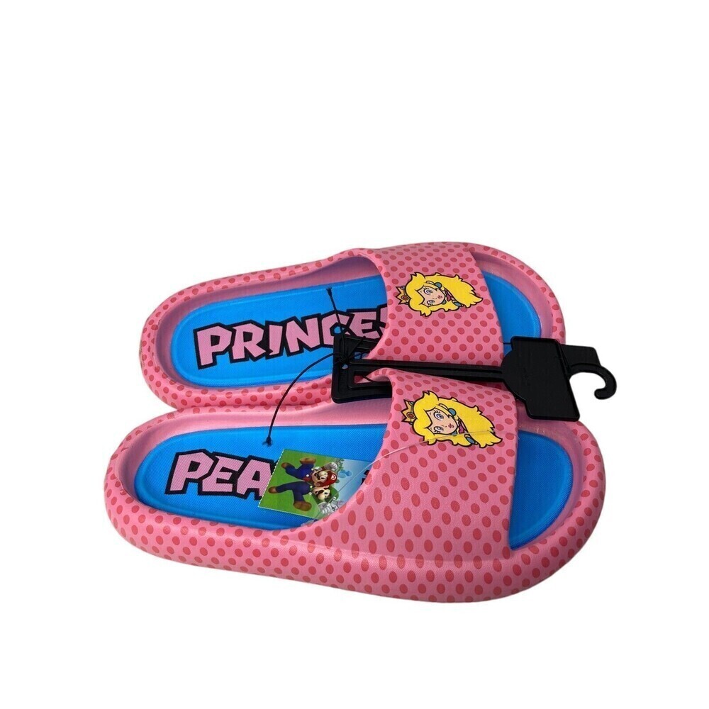 Princess Peach Slides Women's Size 11 Pink Polka Dot Nintendo Ground Up